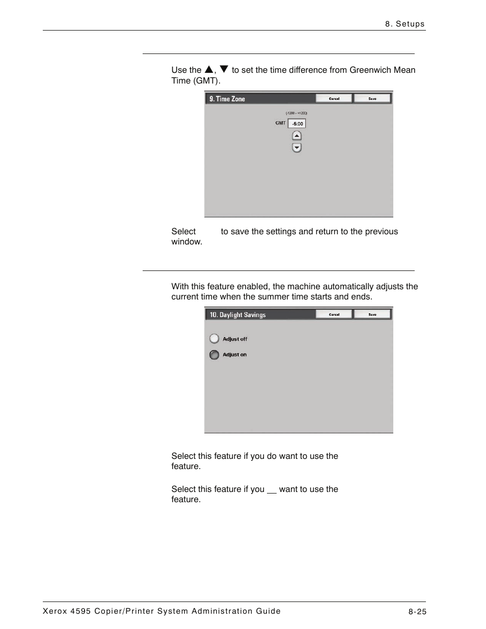 Time zone, Daylight savings, Time zone -25 daylight savings -25 | Xerox 4595 con Xerox FreeFlow DocuSP Print Controller-15553 User Manual | Page 183 / 402