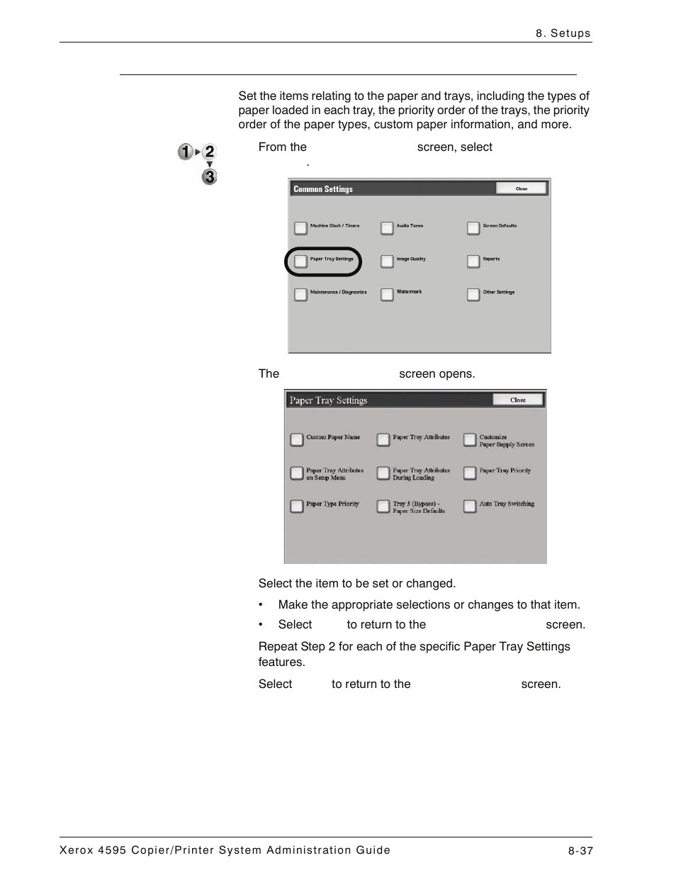 Paper tray settings, Paper tray settings -37 | Xerox 4595 con Xerox FreeFlow DocuSP Print Controller-15553 User Manual | Page 195 / 402