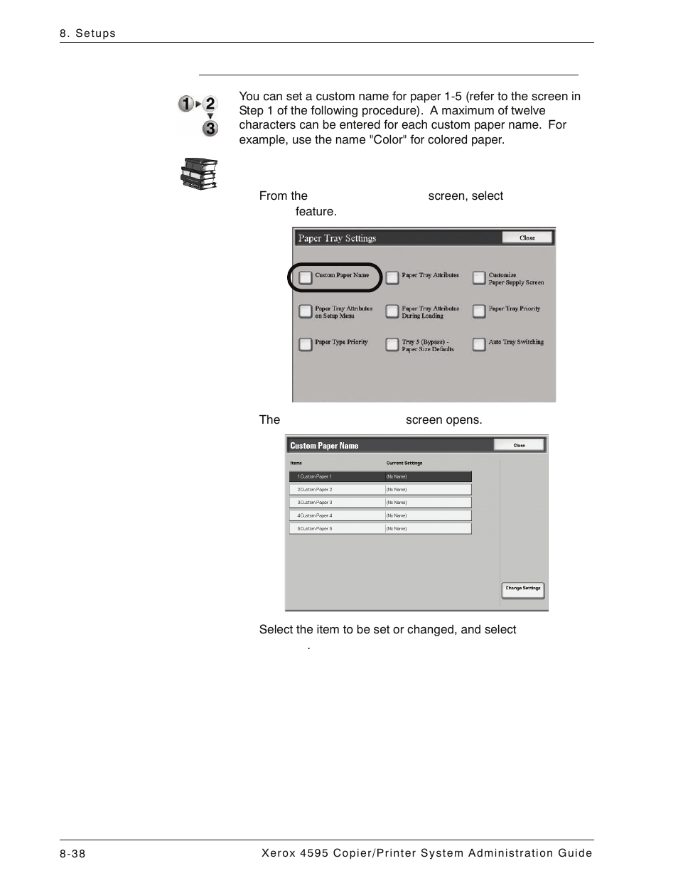 Custom paper name, Custom paper name -38 | Xerox 4595 con Xerox FreeFlow DocuSP Print Controller-15553 User Manual | Page 196 / 402