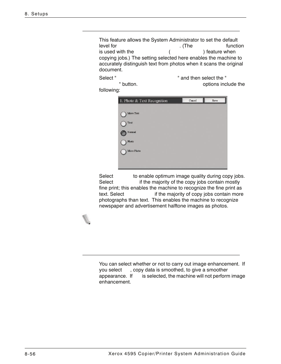 Photo and text recognition, Image enhancement | Xerox 4595 con Xerox FreeFlow DocuSP Print Controller-15553 User Manual | Page 214 / 402