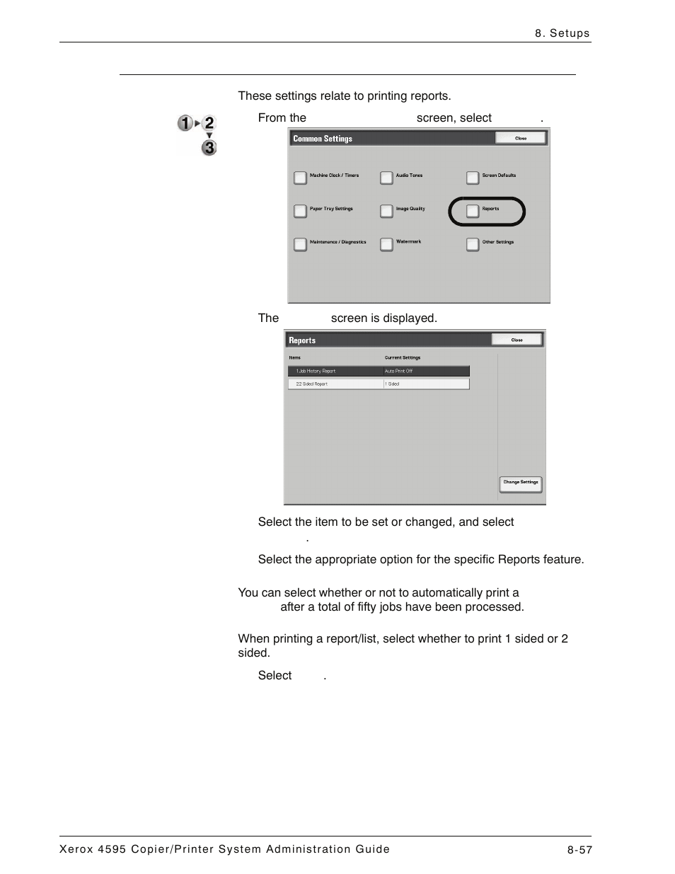 Reports, Reports -57 | Xerox 4595 con Xerox FreeFlow DocuSP Print Controller-15553 User Manual | Page 215 / 402