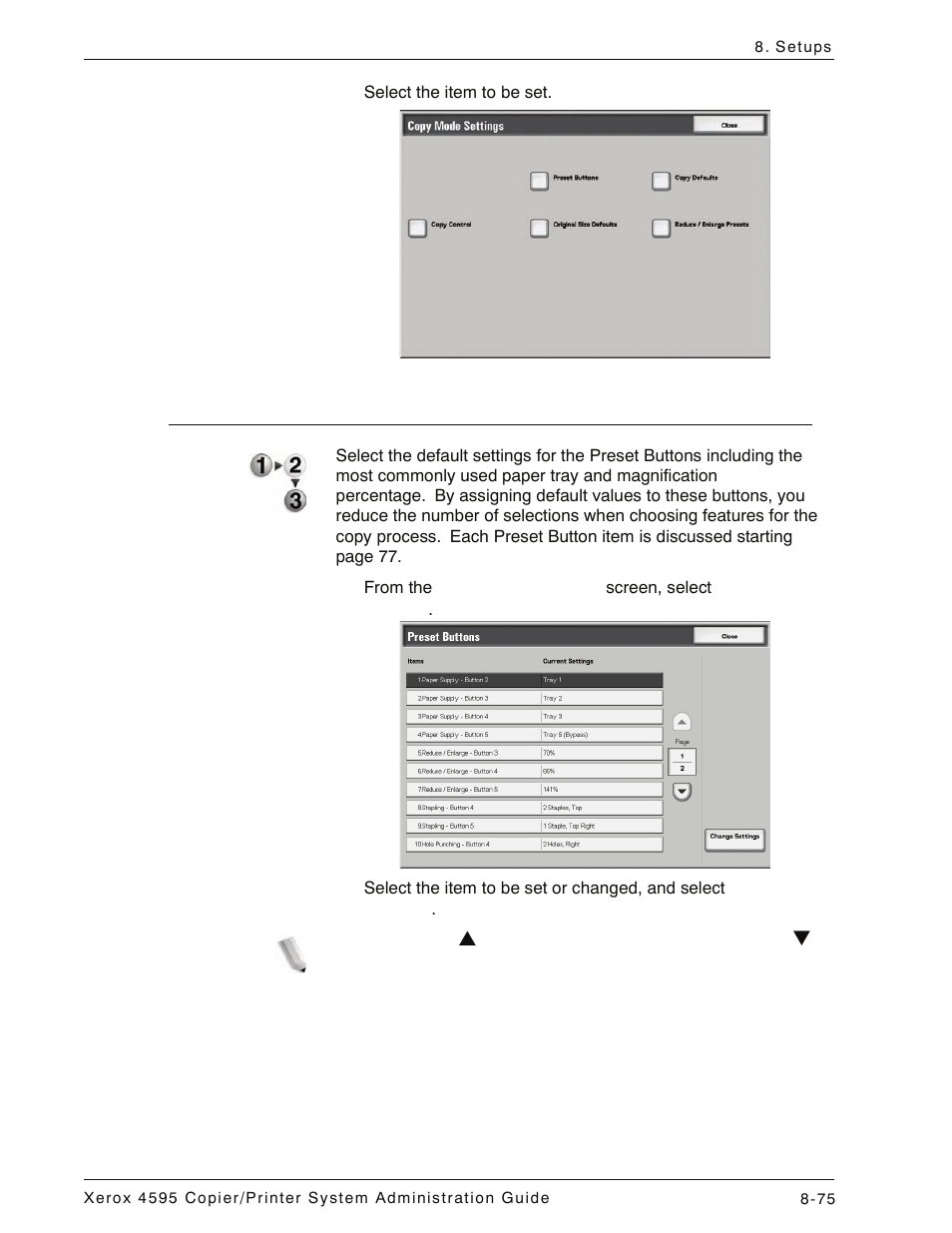 Preset buttons, Preset buttons -75 | Xerox 4595 con Xerox FreeFlow DocuSP Print Controller-15553 User Manual | Page 233 / 402