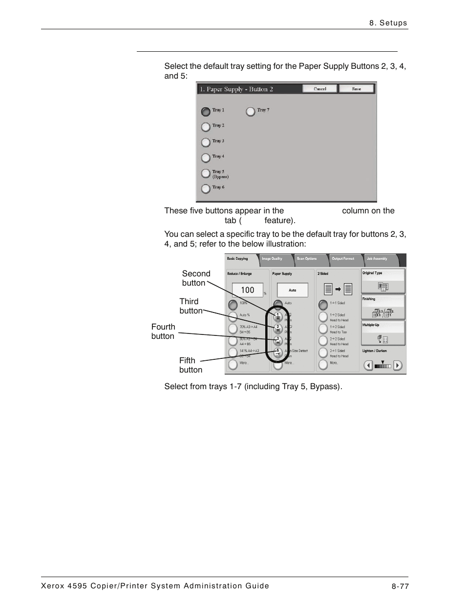 Paper supply buttons 2-5, Paper supply buttons 2-5 -77 | Xerox 4595 con Xerox FreeFlow DocuSP Print Controller-15553 User Manual | Page 235 / 402