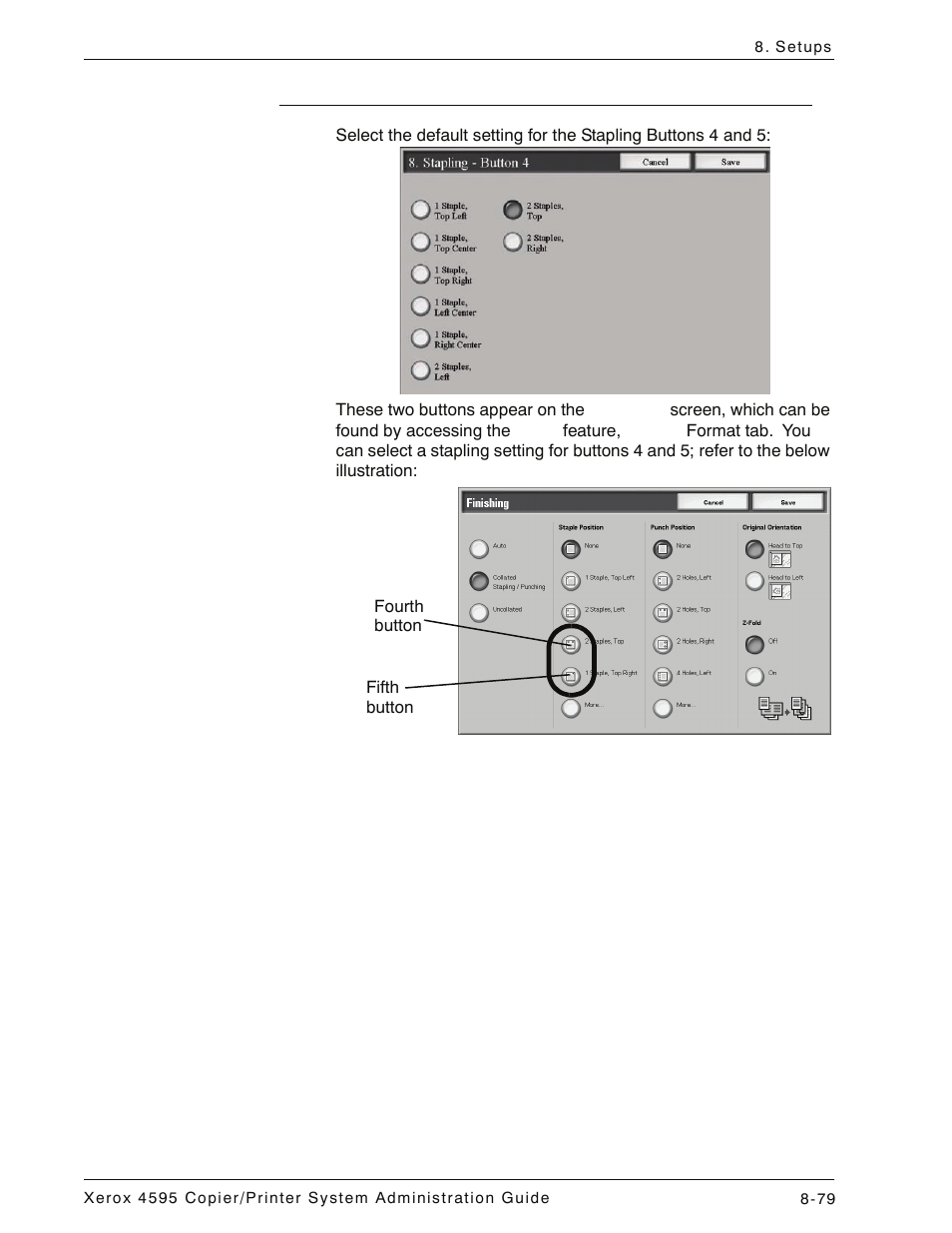 Stapling buttons 4 and 5, Stapling buttons 4 and 5 -79 | Xerox 4595 con Xerox FreeFlow DocuSP Print Controller-15553 User Manual | Page 237 / 402