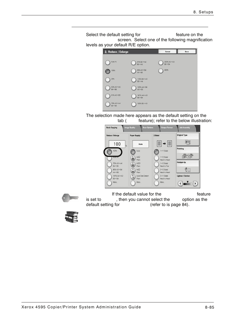 Reduce/enlarge, Reduce/enlarge -85 | Xerox 4595 con Xerox FreeFlow DocuSP Print Controller-15553 User Manual | Page 243 / 402