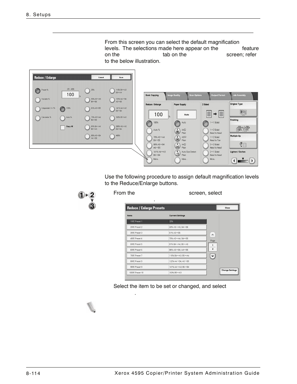 Reduce/enlarge presets, Reduce/enlarge presets -114 | Xerox 4595 con Xerox FreeFlow DocuSP Print Controller-15553 User Manual | Page 272 / 402