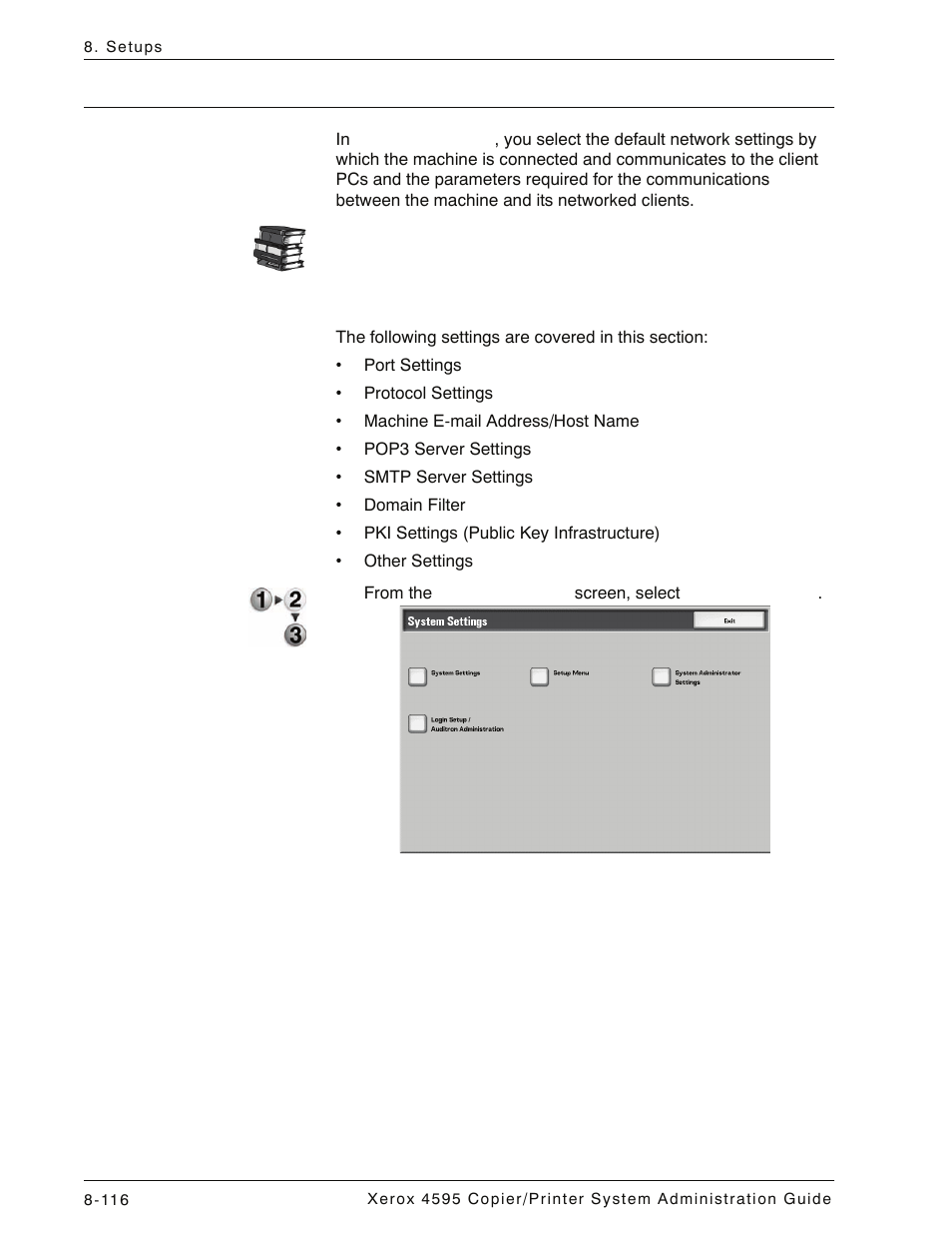 Network settings, Network settings -116 | Xerox 4595 con Xerox FreeFlow DocuSP Print Controller-15553 User Manual | Page 274 / 402