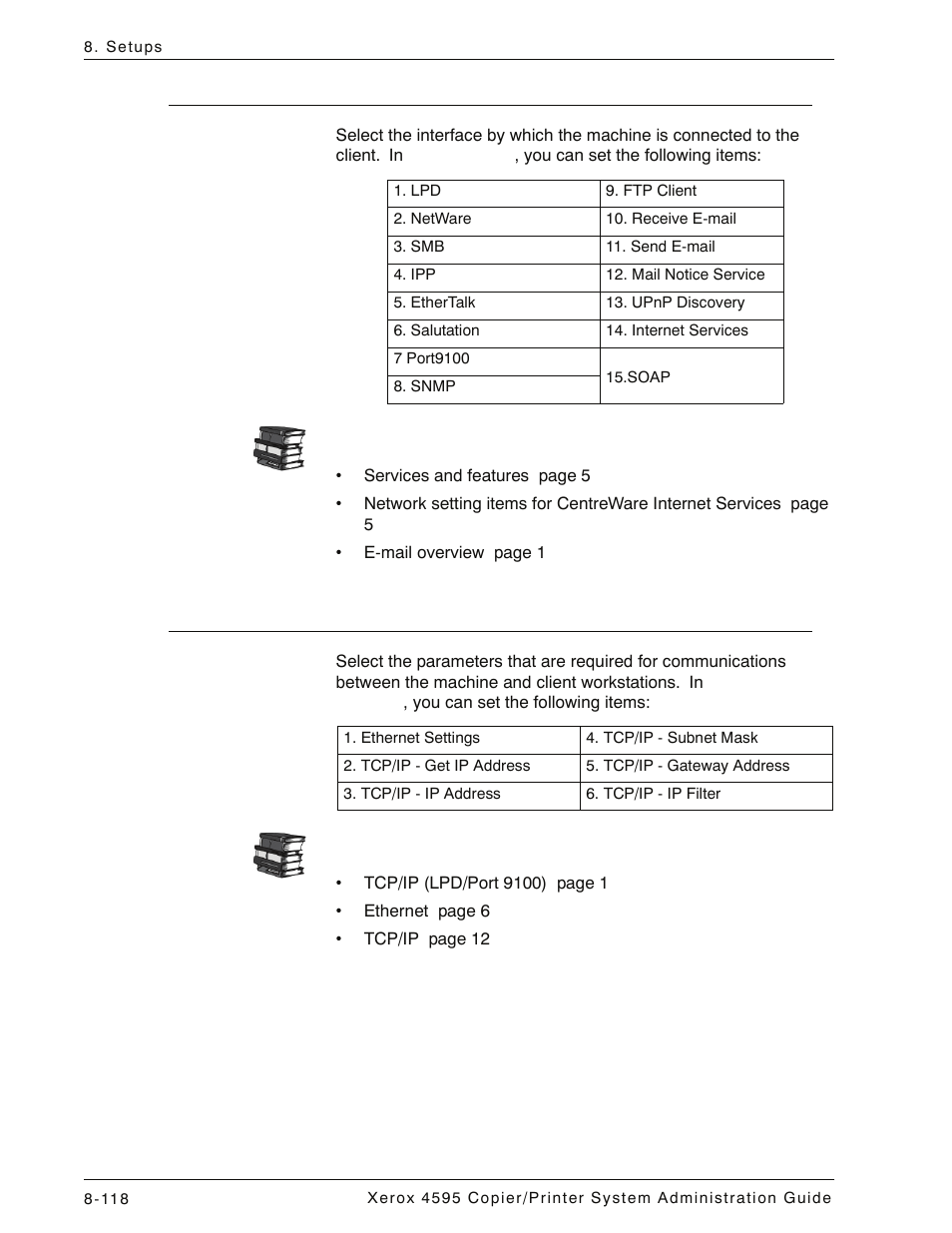 Port settings, Protocol settings, Port settings -118 protocol settings -118 | Xerox 4595 con Xerox FreeFlow DocuSP Print Controller-15553 User Manual | Page 276 / 402