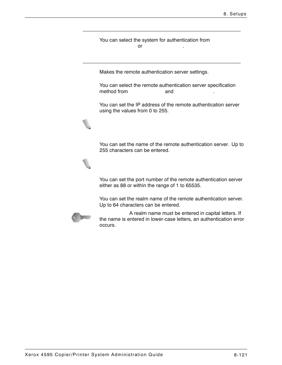 Authentication system, Remote authentication server 1 through 5 | Xerox 4595 con Xerox FreeFlow DocuSP Print Controller-15553 User Manual | Page 279 / 402