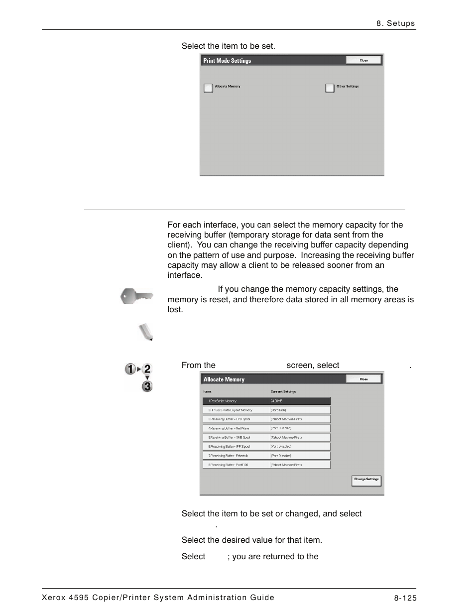 Allocate memory, Allocate memory -125 | Xerox 4595 con Xerox FreeFlow DocuSP Print Controller-15553 User Manual | Page 283 / 402