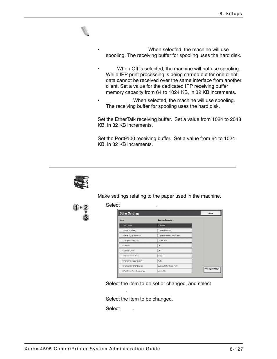 Other settings, Other settings -127 | Xerox 4595 con Xerox FreeFlow DocuSP Print Controller-15553 User Manual | Page 285 / 402