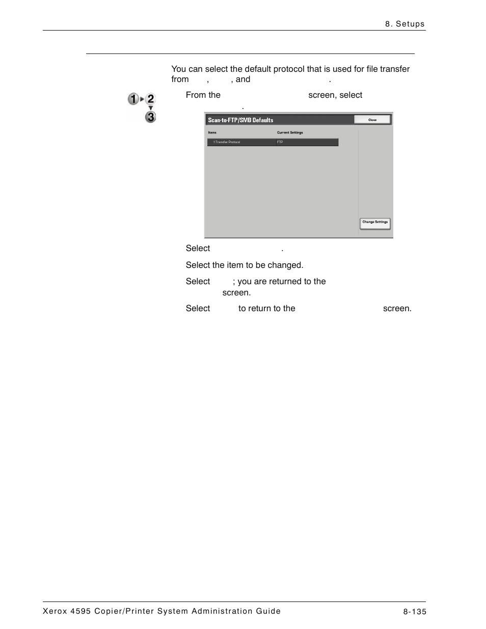 Scan-to-ftp/smb defaults, Scan-to-ftp/smb defaults -135 | Xerox 4595 con Xerox FreeFlow DocuSP Print Controller-15553 User Manual | Page 293 / 402