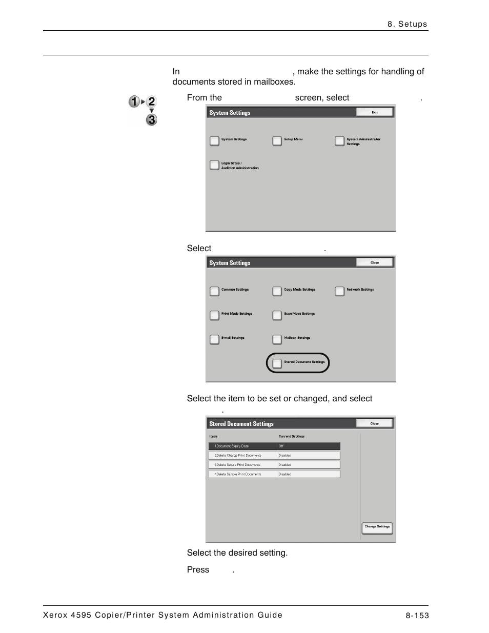 Stored document settings, Stored document settings -153 | Xerox 4595 con Xerox FreeFlow DocuSP Print Controller-15553 User Manual | Page 311 / 402