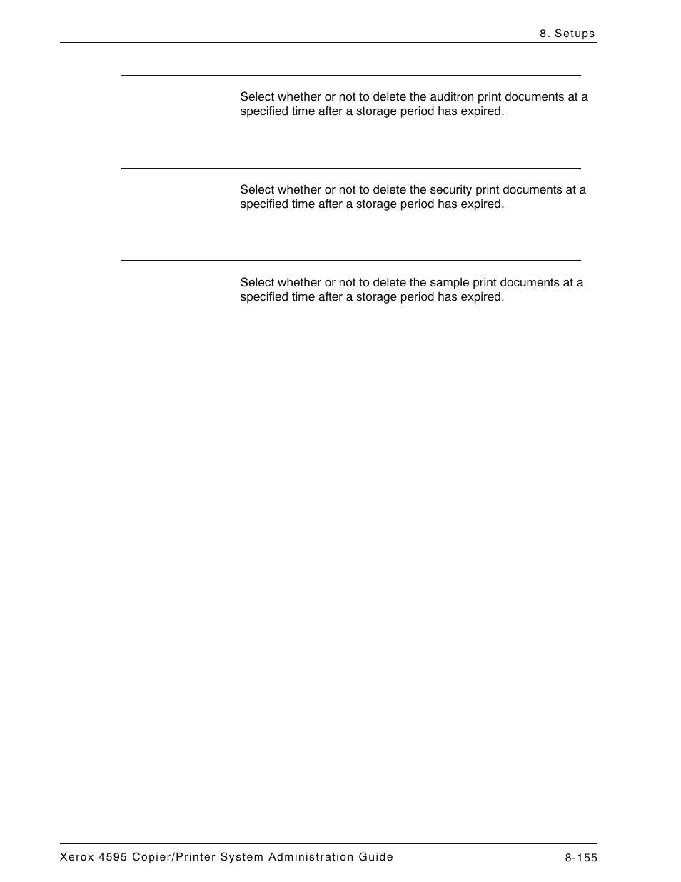 Delete charge print documents, Delete secure print documents, Delete sample print documents | Xerox 4595 con Xerox FreeFlow DocuSP Print Controller-15553 User Manual | Page 313 / 402