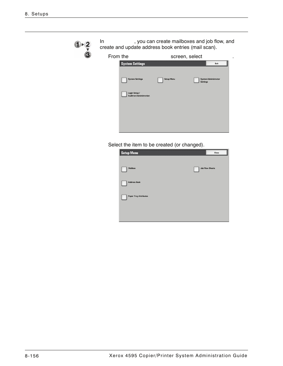 Setup menu, Setup menu -156 | Xerox 4595 con Xerox FreeFlow DocuSP Print Controller-15553 User Manual | Page 314 / 402