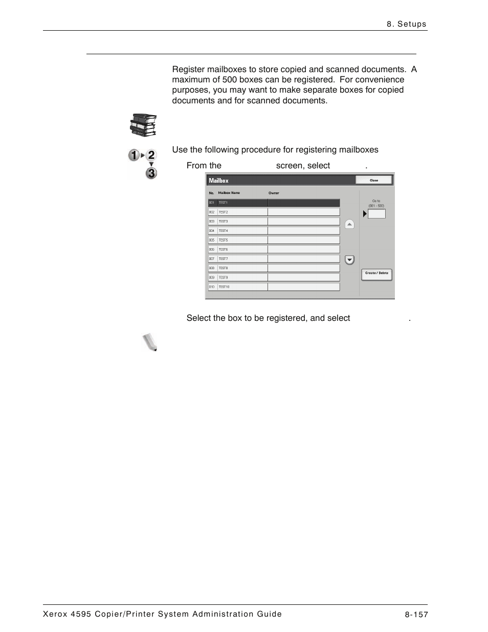 Mailbox, Mailbox -157 | Xerox 4595 con Xerox FreeFlow DocuSP Print Controller-15553 User Manual | Page 315 / 402