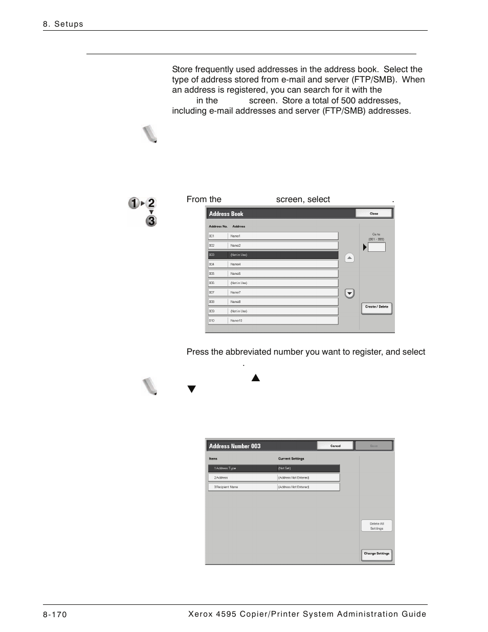 Address book, Address book -170 | Xerox 4595 con Xerox FreeFlow DocuSP Print Controller-15553 User Manual | Page 328 / 402