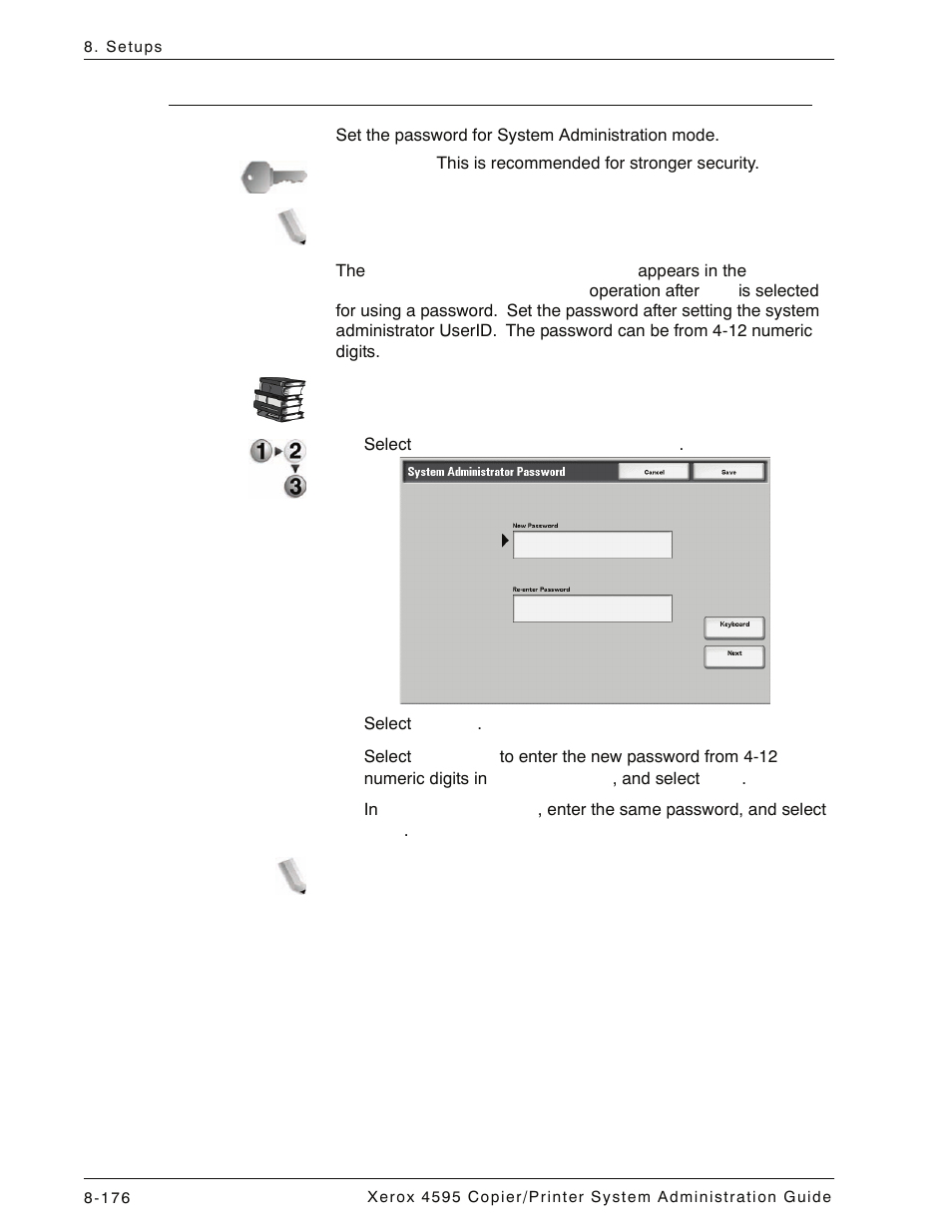 System administrator password, System administrator password -176 | Xerox 4595 con Xerox FreeFlow DocuSP Print Controller-15553 User Manual | Page 334 / 402