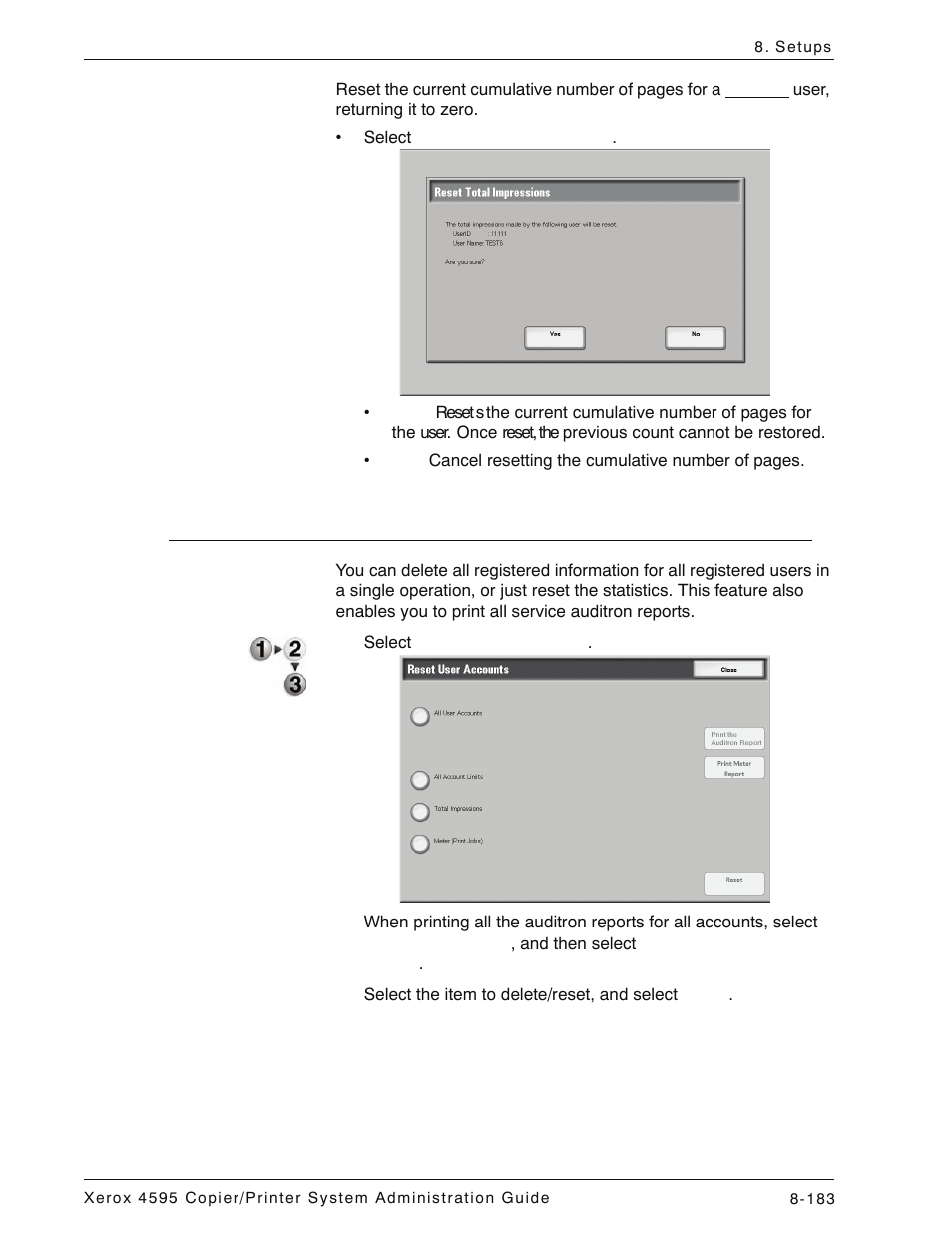 Reset user accounts, Reset user accounts -183 | Xerox 4595 con Xerox FreeFlow DocuSP Print Controller-15553 User Manual | Page 341 / 402