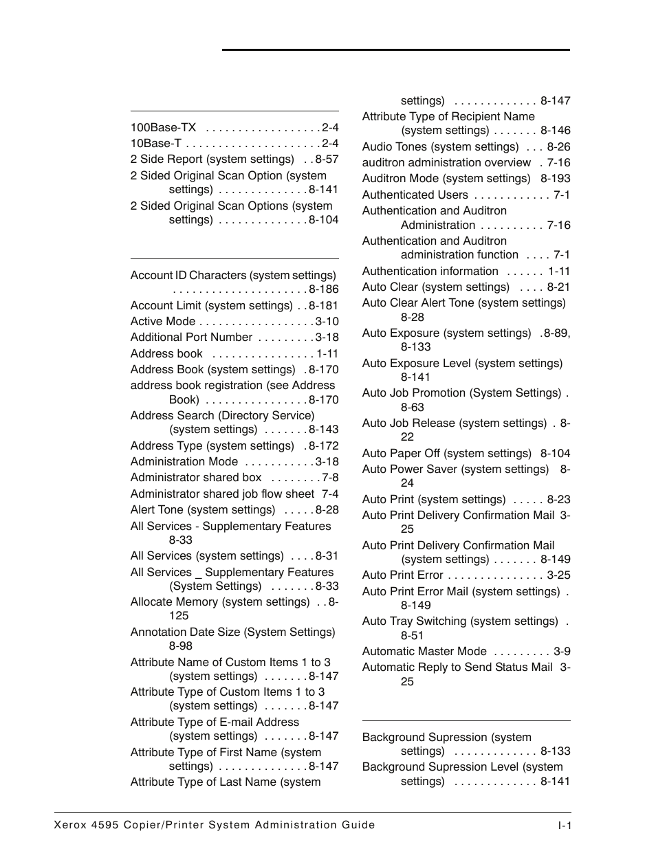 Index | Xerox 4595 con Xerox FreeFlow DocuSP Print Controller-15553 User Manual | Page 393 / 402