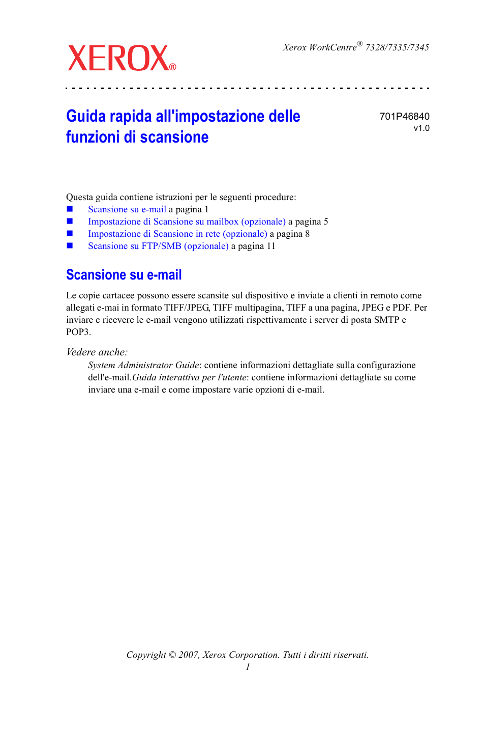 Scansione su e-mail | Xerox WorkCentre 7328-7335-7345-7346 con built-in controller-15753 User Manual | Page 27 / 84