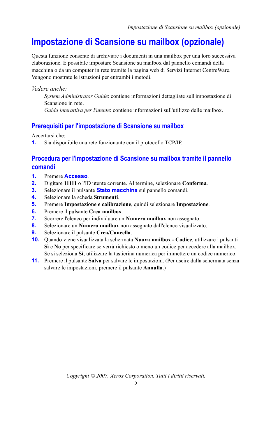 Impostazione di scansione su mailbox (opzionale) | Xerox WorkCentre 7328-7335-7345-7346 con built-in controller-15753 User Manual | Page 31 / 84