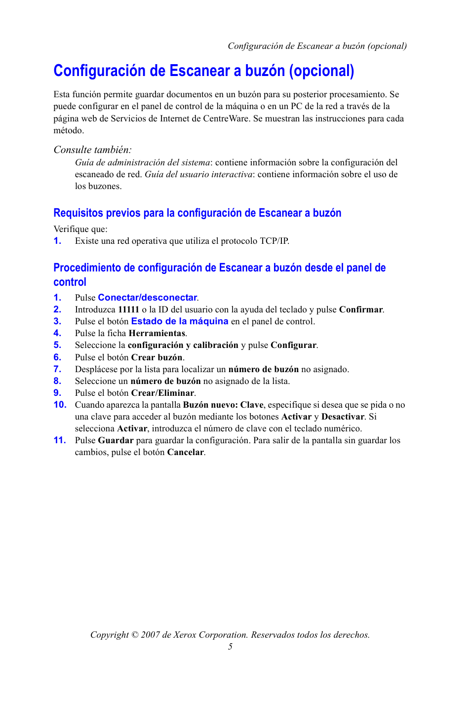 Configuración de escanear a buzón (opcional) | Xerox WorkCentre 7328-7335-7345-7346 con built-in controller-15753 User Manual | Page 59 / 84