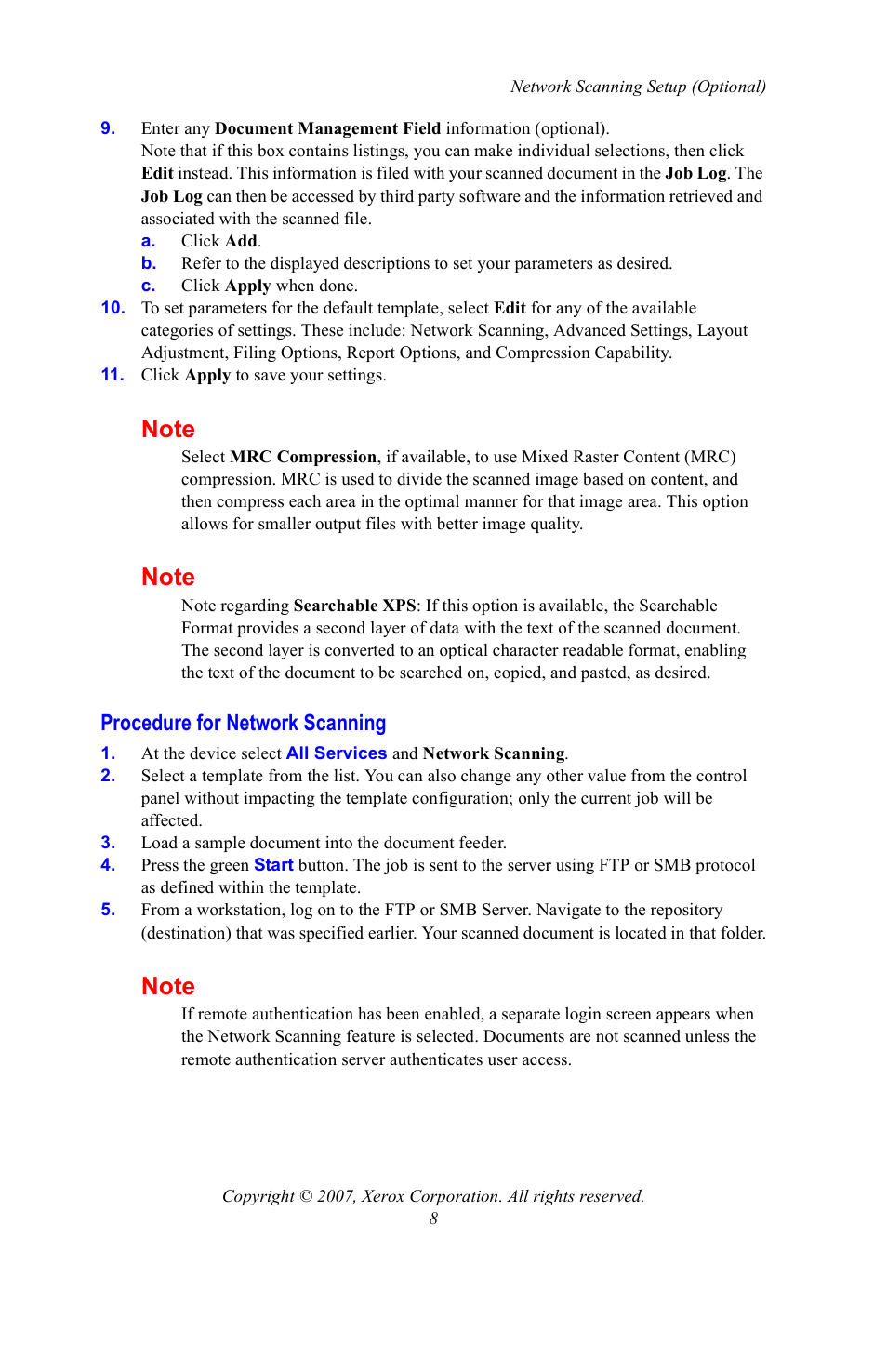 Procedure for network scanning | Xerox WorkCentre 7328-7335-7345-7346 con built-in controller-15753 User Manual | Page 8 / 84