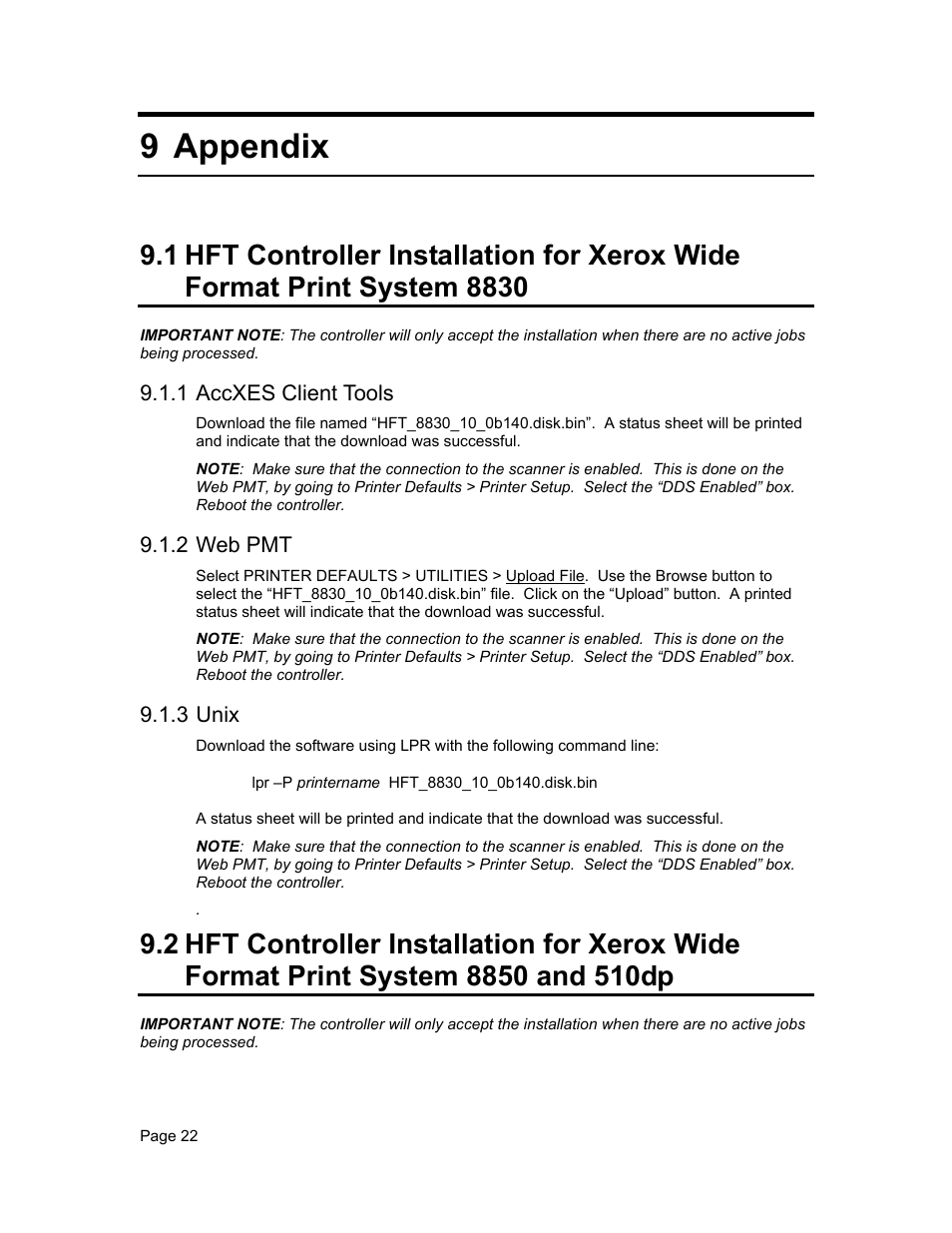 9 appendix | Xerox WIDE FORMAT  AccXES Firmware 10.0 b140  (Release Notes) User Manual | Page 22 / 27