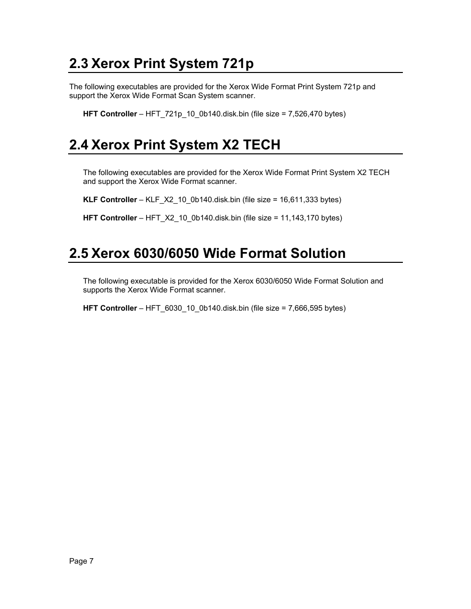 3 xerox print system 721p, 4 xerox print system x2 tech | Xerox WIDE FORMAT  AccXES Firmware 10.0 b140  (Release Notes) User Manual | Page 7 / 27