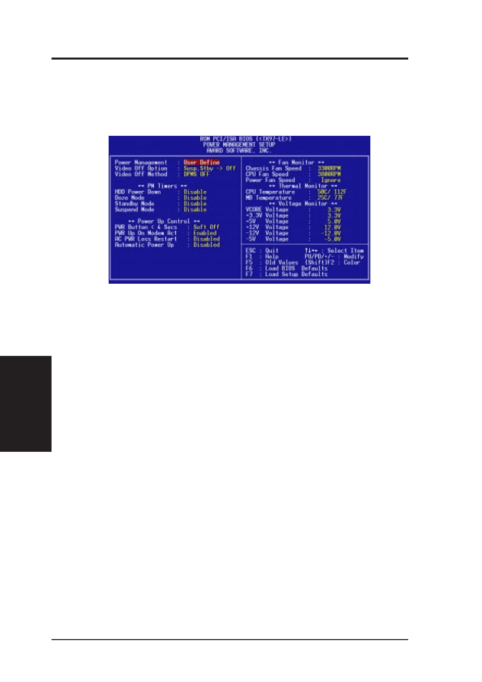 Iv. bios software, Power management setup | Asus Pentium Motherboard TX97-LE User Manual | Page 46 / 64