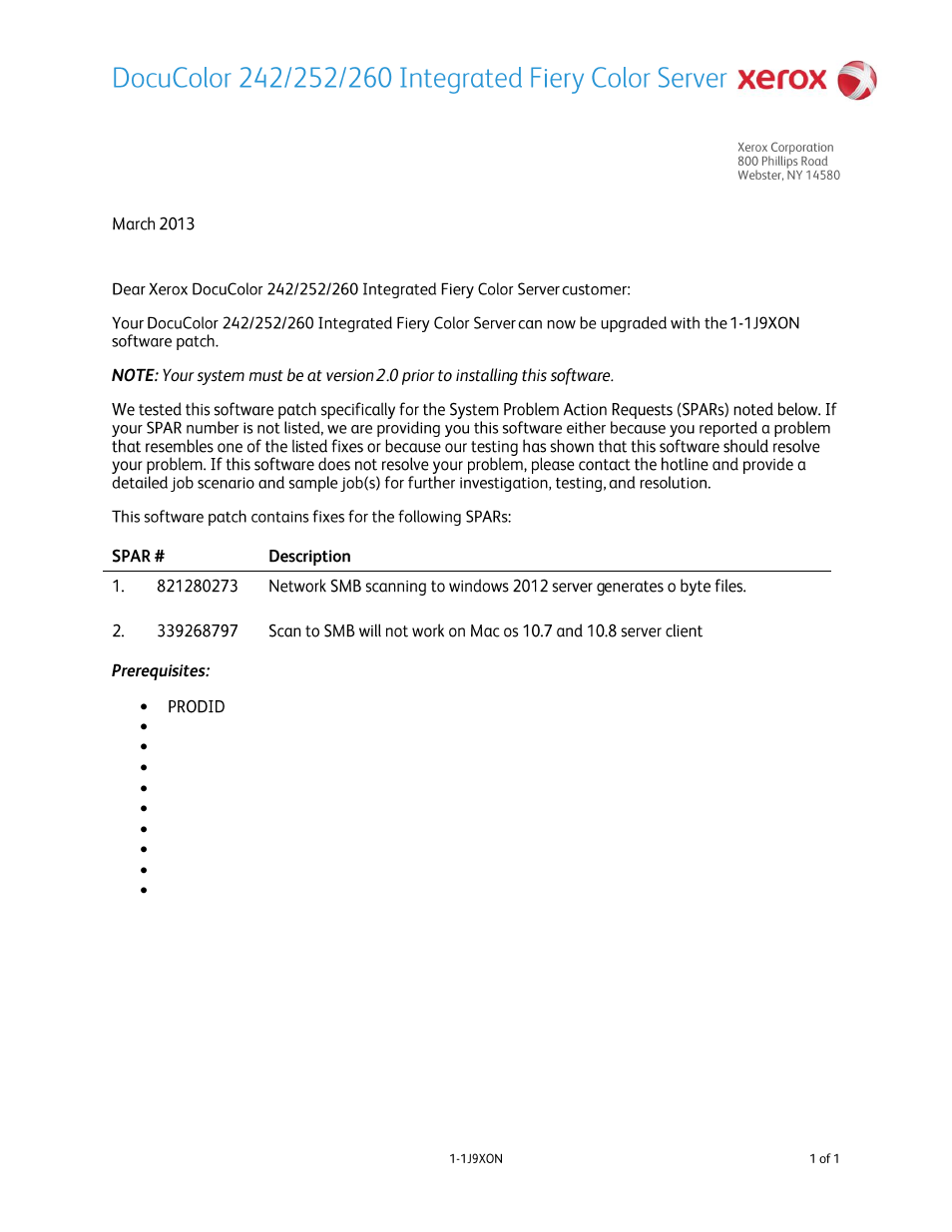 Xerox DocuColor 242-252-260 con built-in Fiery controller-14676 User Manual | 1 page