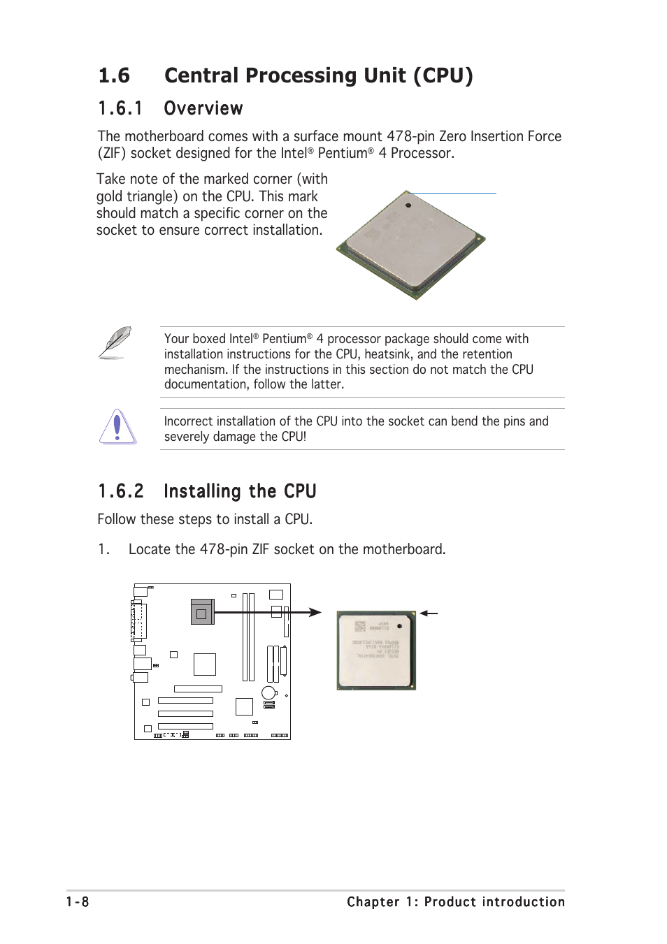 6 central processing unit (cpu), 1 overview overview overview overview overview | Asus P4S8X-MX User Manual | Page 18 / 96