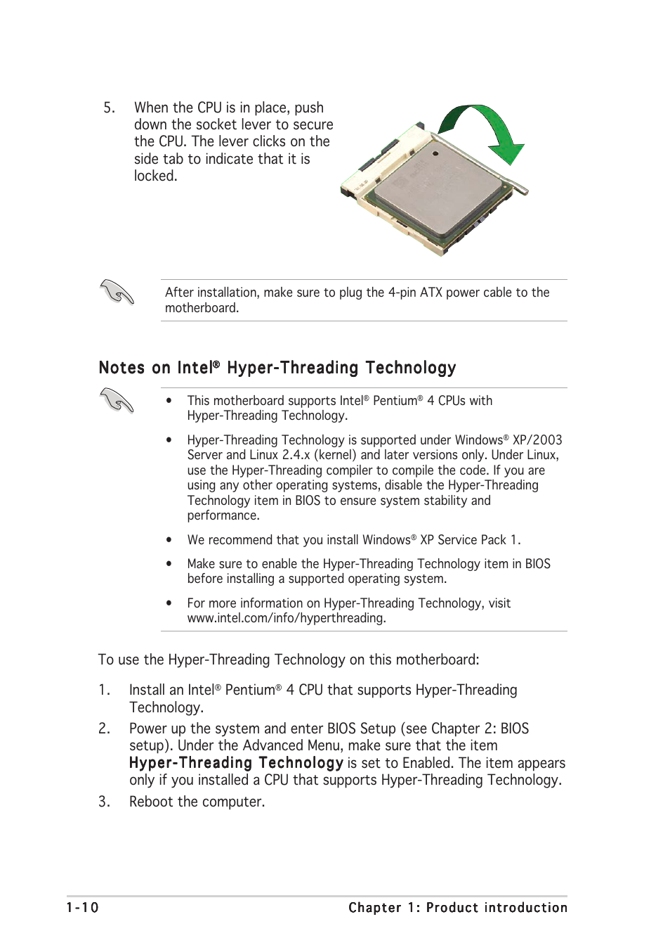 Hyper-threading technology | Asus P4S8X-MX User Manual | Page 20 / 96