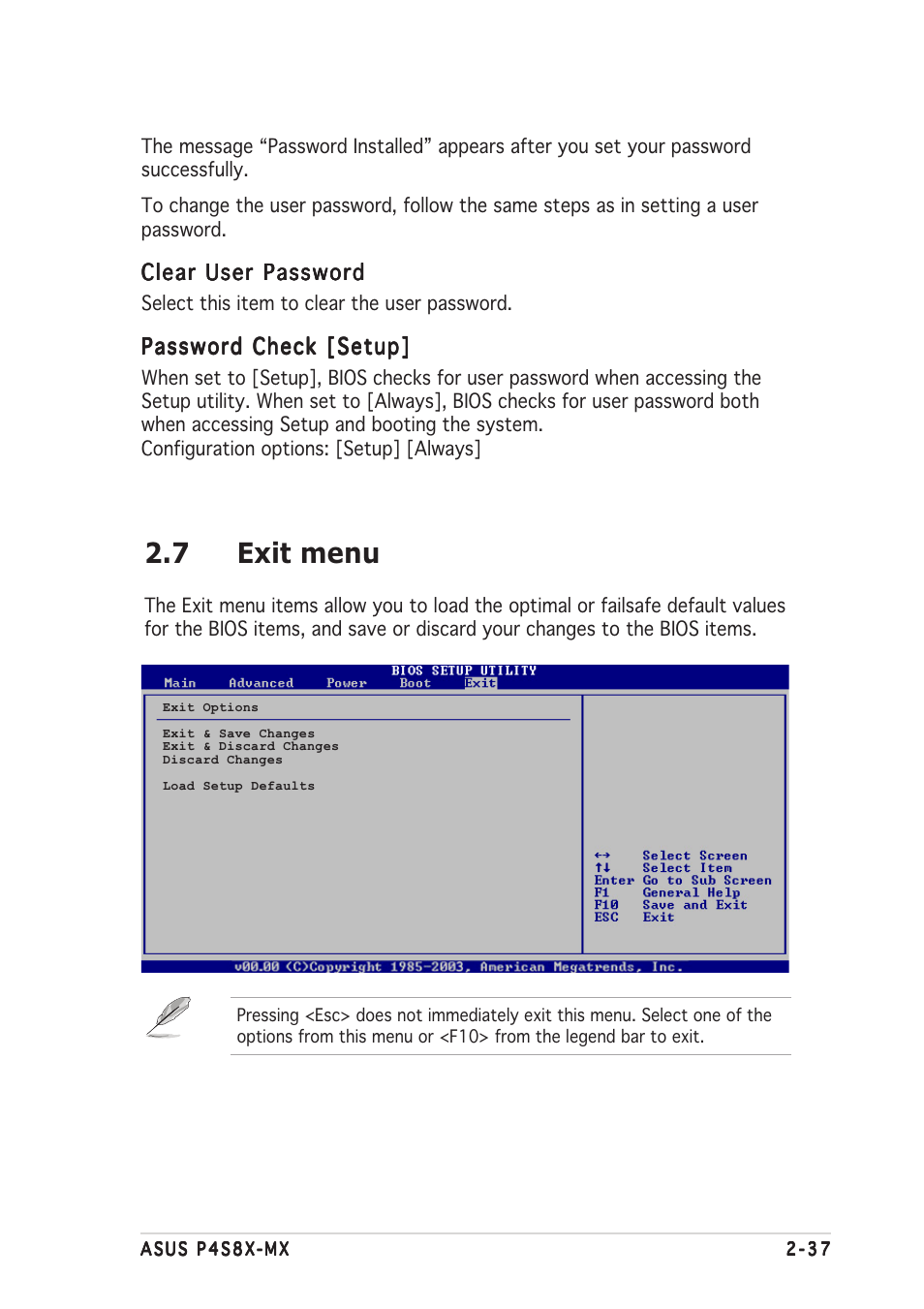 7 exit menu | Asus P4S8X-MX User Manual | Page 77 / 96