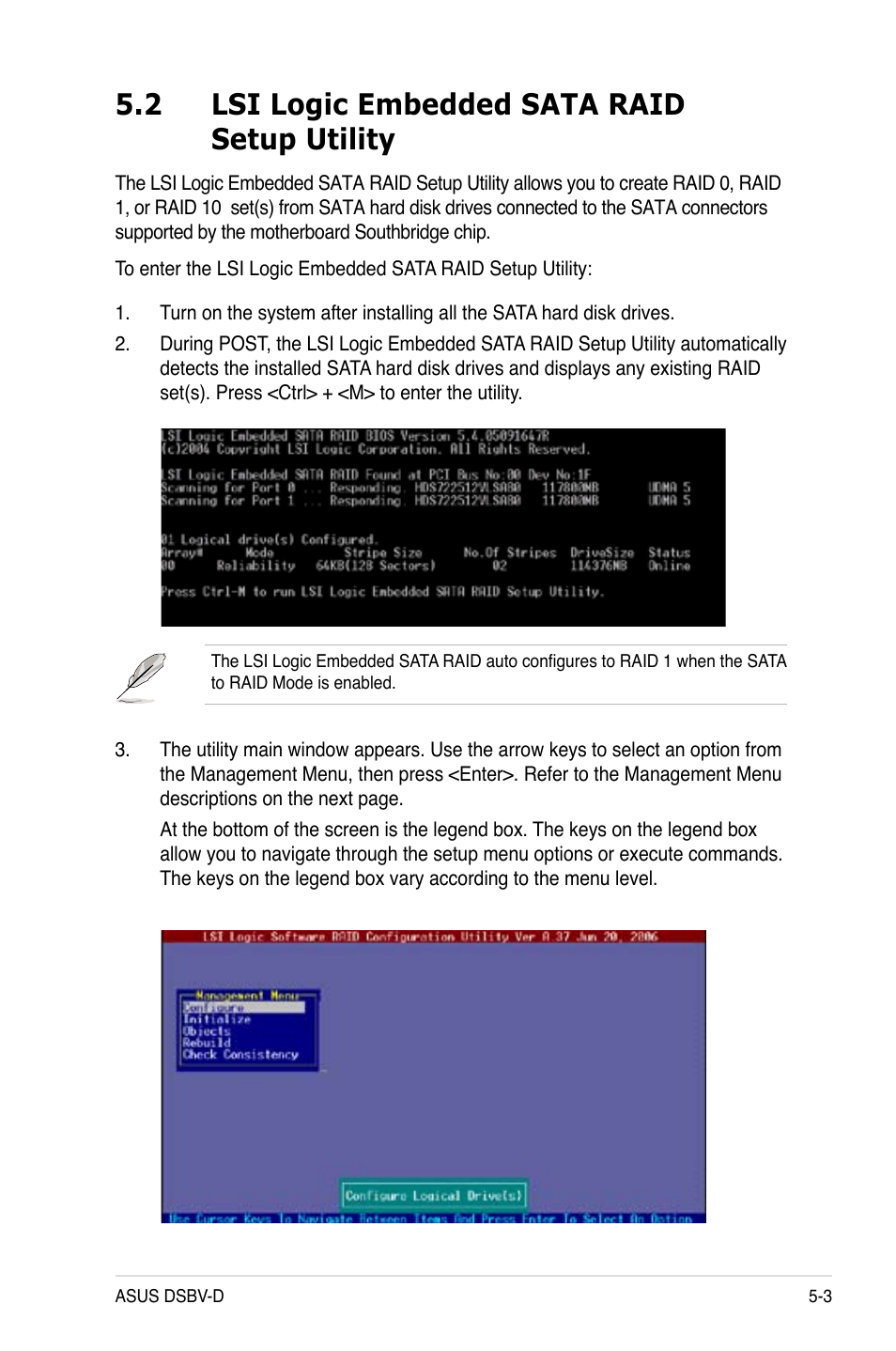 2 lsi logic embedded sata raid setup utility | Asus Motherboard DSBV-D User Manual | Page 119 / 182