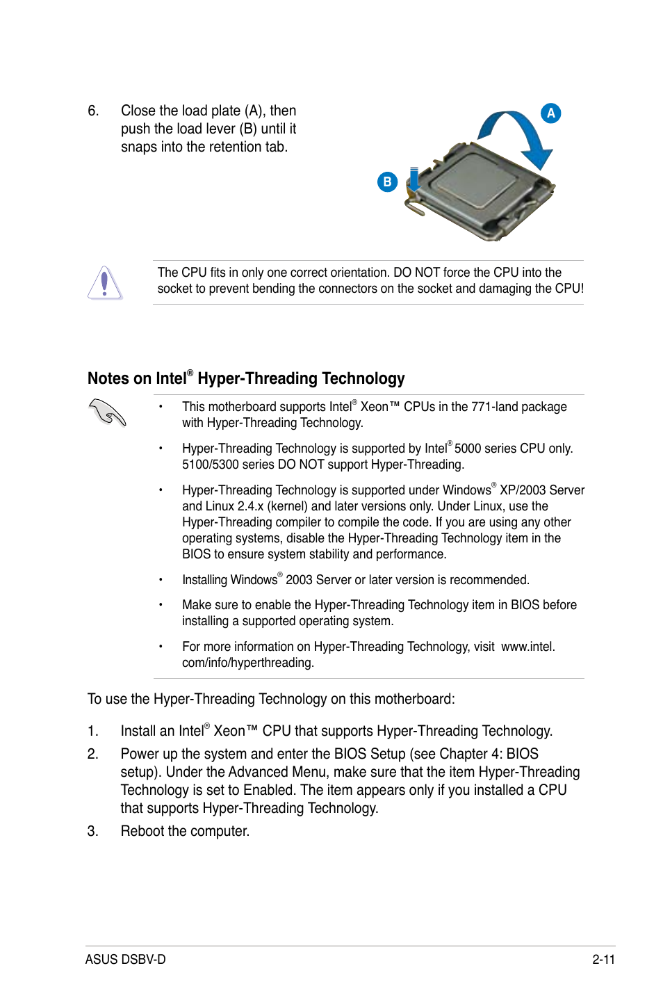 Hyper-threading technology | Asus Motherboard DSBV-D User Manual | Page 31 / 182