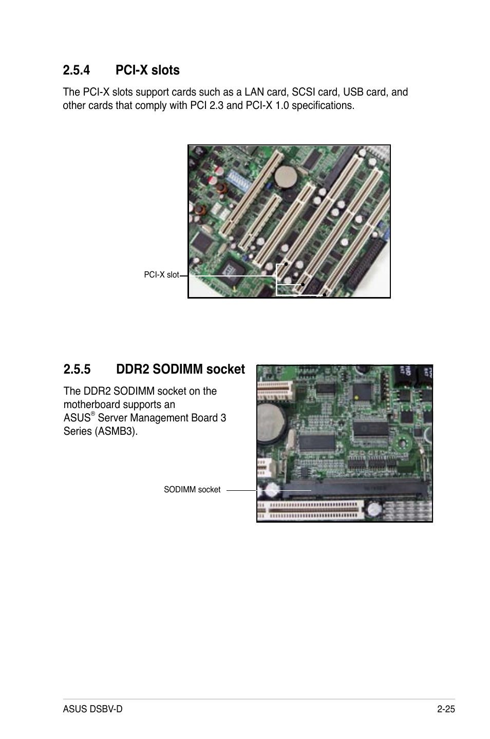 5 ddr2 sodimm socket, 4 pci-x slots | Asus Motherboard DSBV-D User Manual | Page 45 / 182