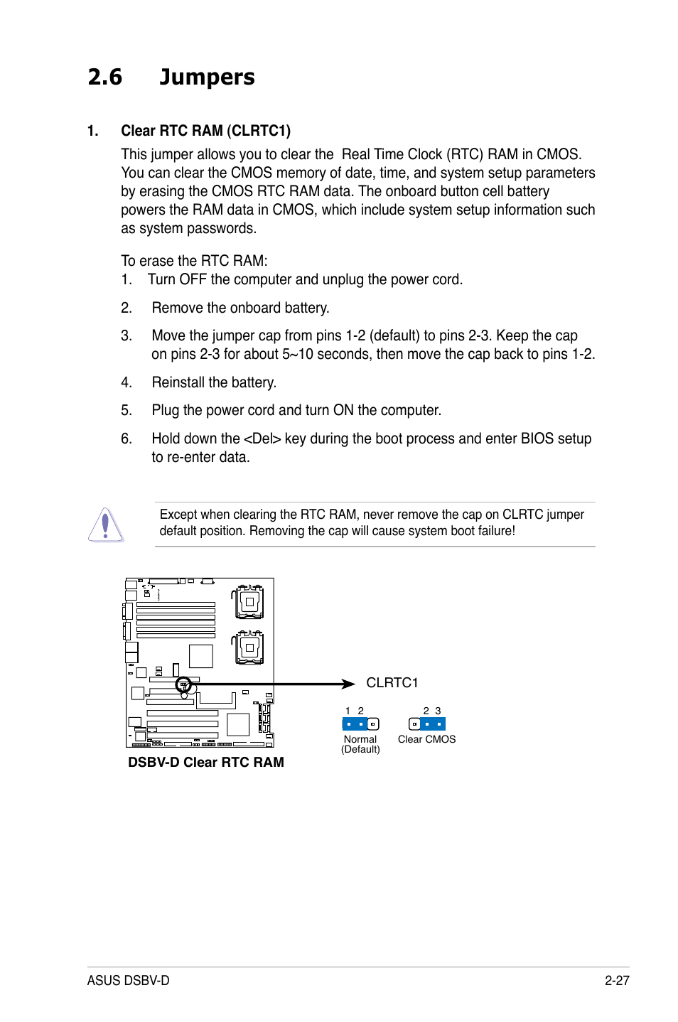 6 jumpers | Asus Motherboard DSBV-D User Manual | Page 47 / 182