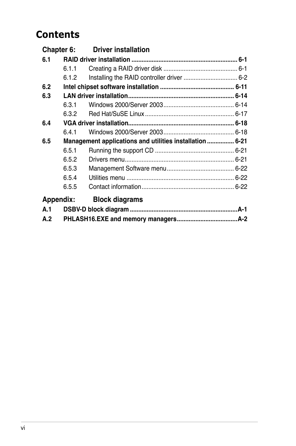 Asus Motherboard DSBV-D User Manual | Page 6 / 182