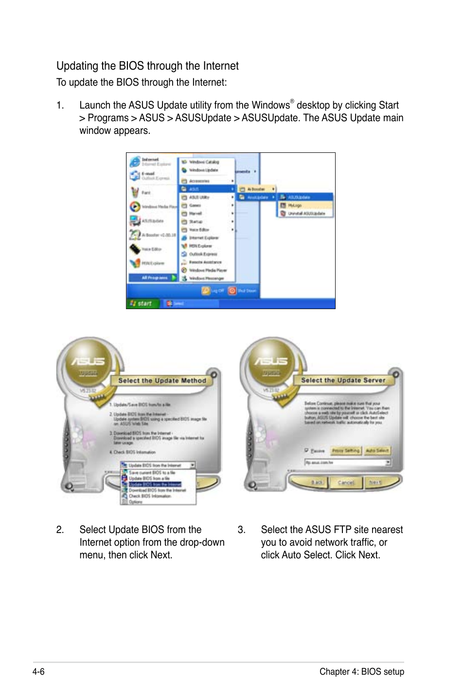 Updating the bios through the internet | Asus Motherboard DSBV-D User Manual | Page 74 / 182