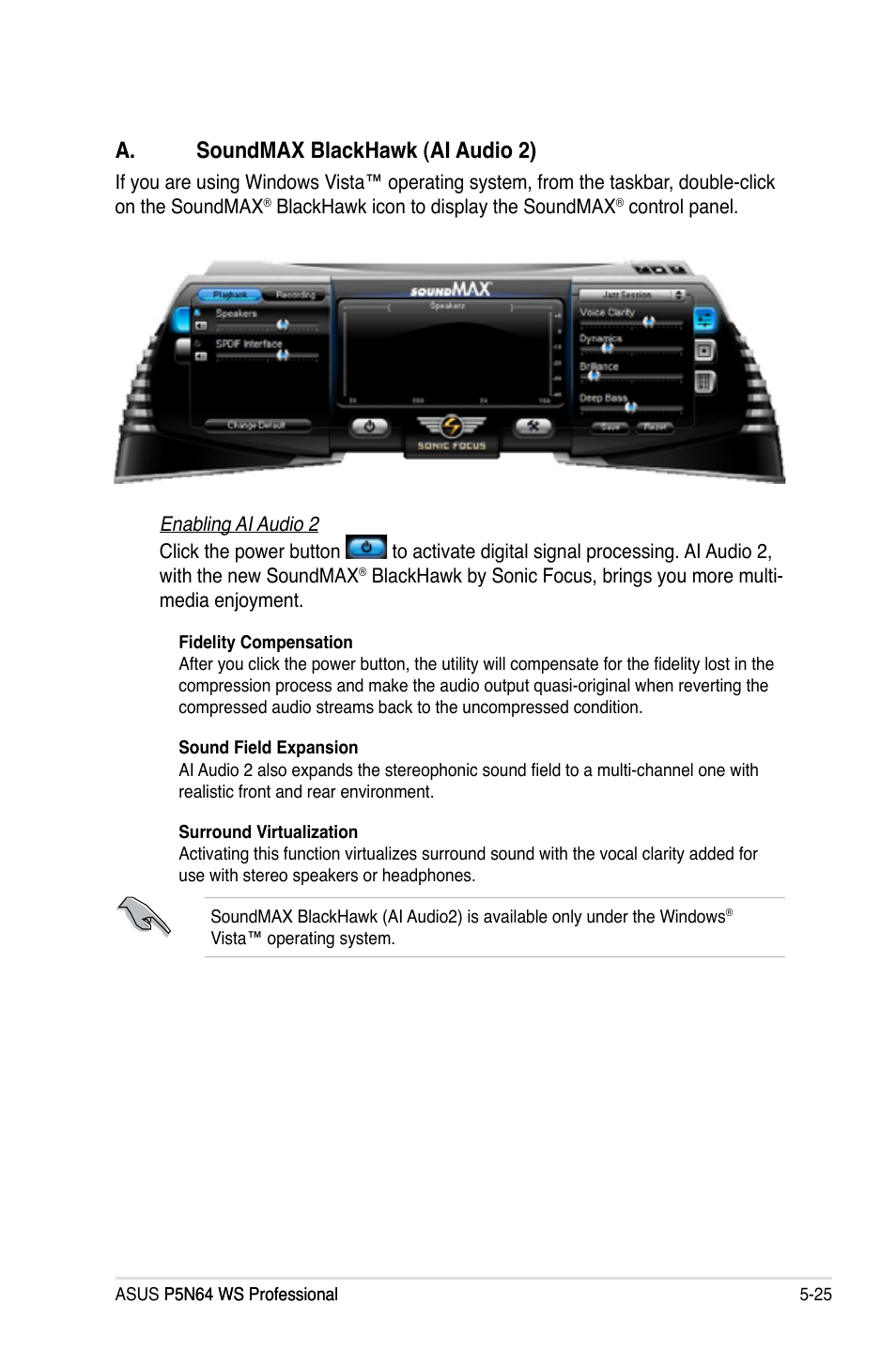 A. soundmax blackhawk (ai audio 2) | Asus MOTHERBOARD P5N64 WS User Manual | Page 133 / 188