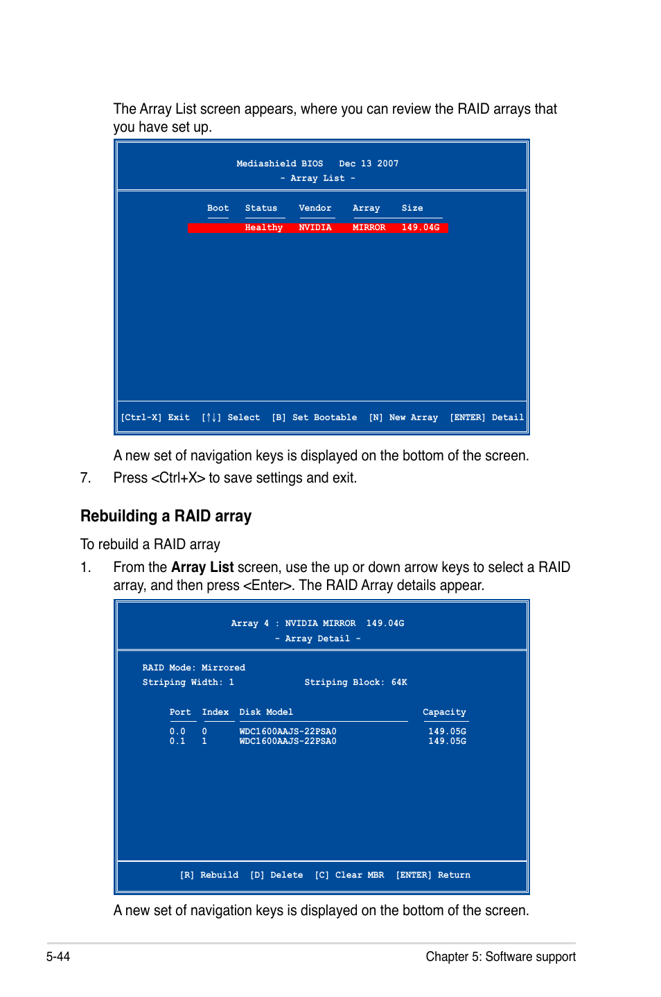 Rebuilding a raid array | Asus MOTHERBOARD P5N64 WS User Manual | Page 152 / 188