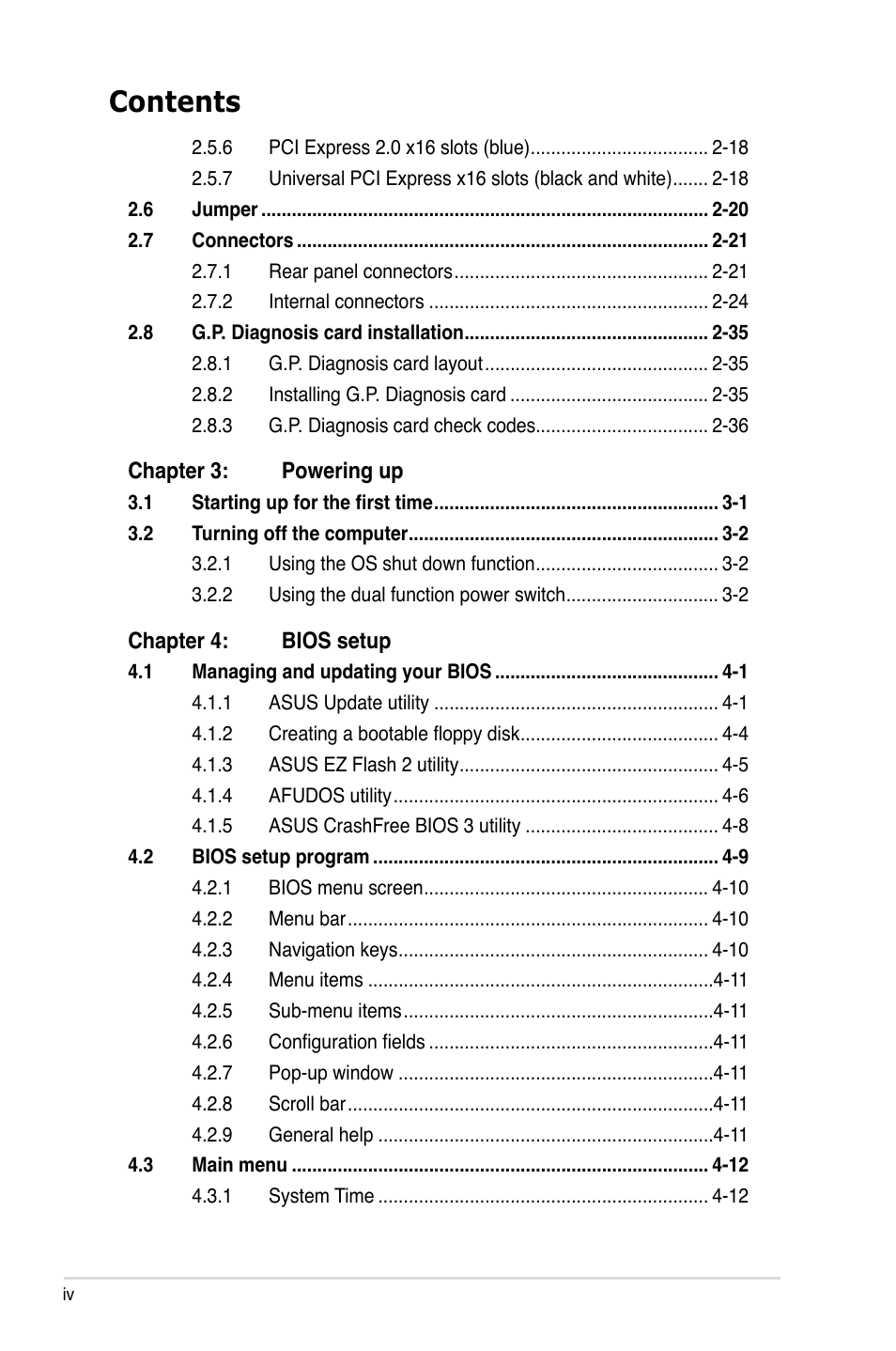 Asus MOTHERBOARD P5N64 WS User Manual | Page 4 / 188