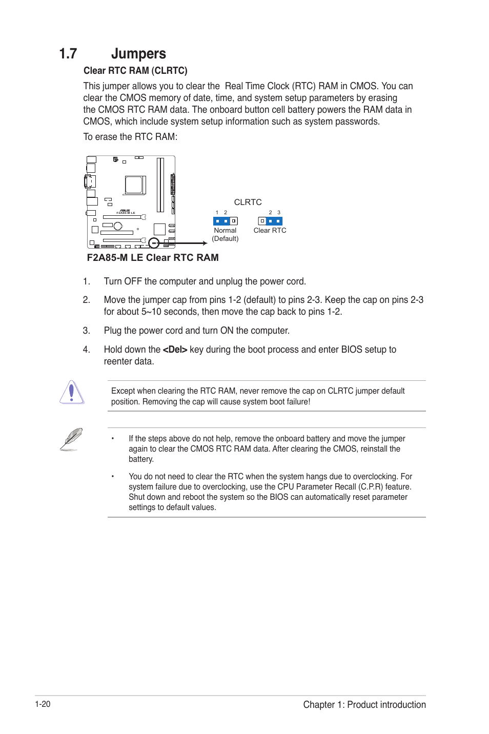 7 jumpers, 7 jumpers -20 | Asus F2A85-M LE User Manual | Page 32 / 78