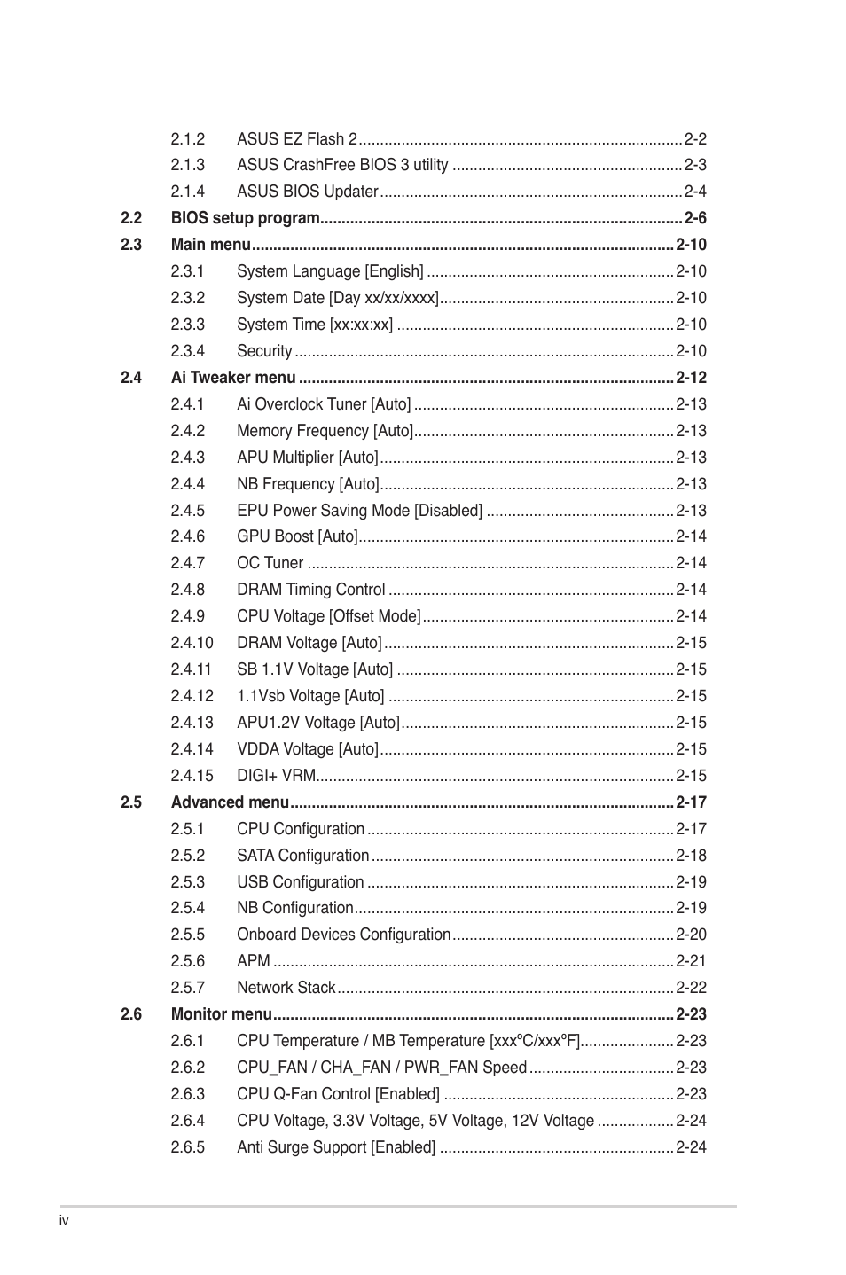 Asus F2A85-M LE User Manual | Page 4 / 78