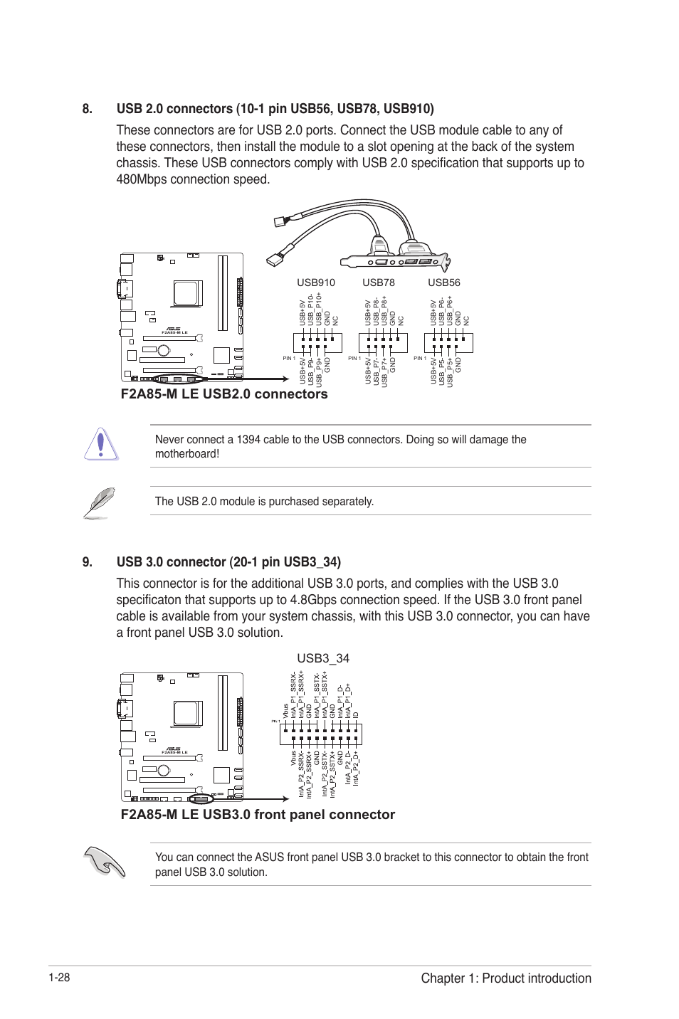 Chapter 1: product introduction, Usb3_34 | Asus F2A85-M LE User Manual | Page 40 / 78