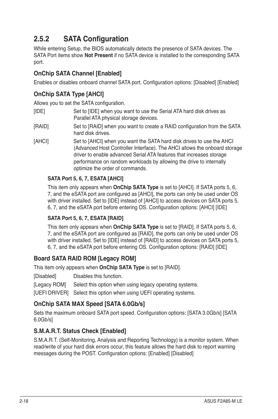 2 sata configuration, Sata configuration -18 | Asus F2A85-M LE User Manual | Page 60 / 78