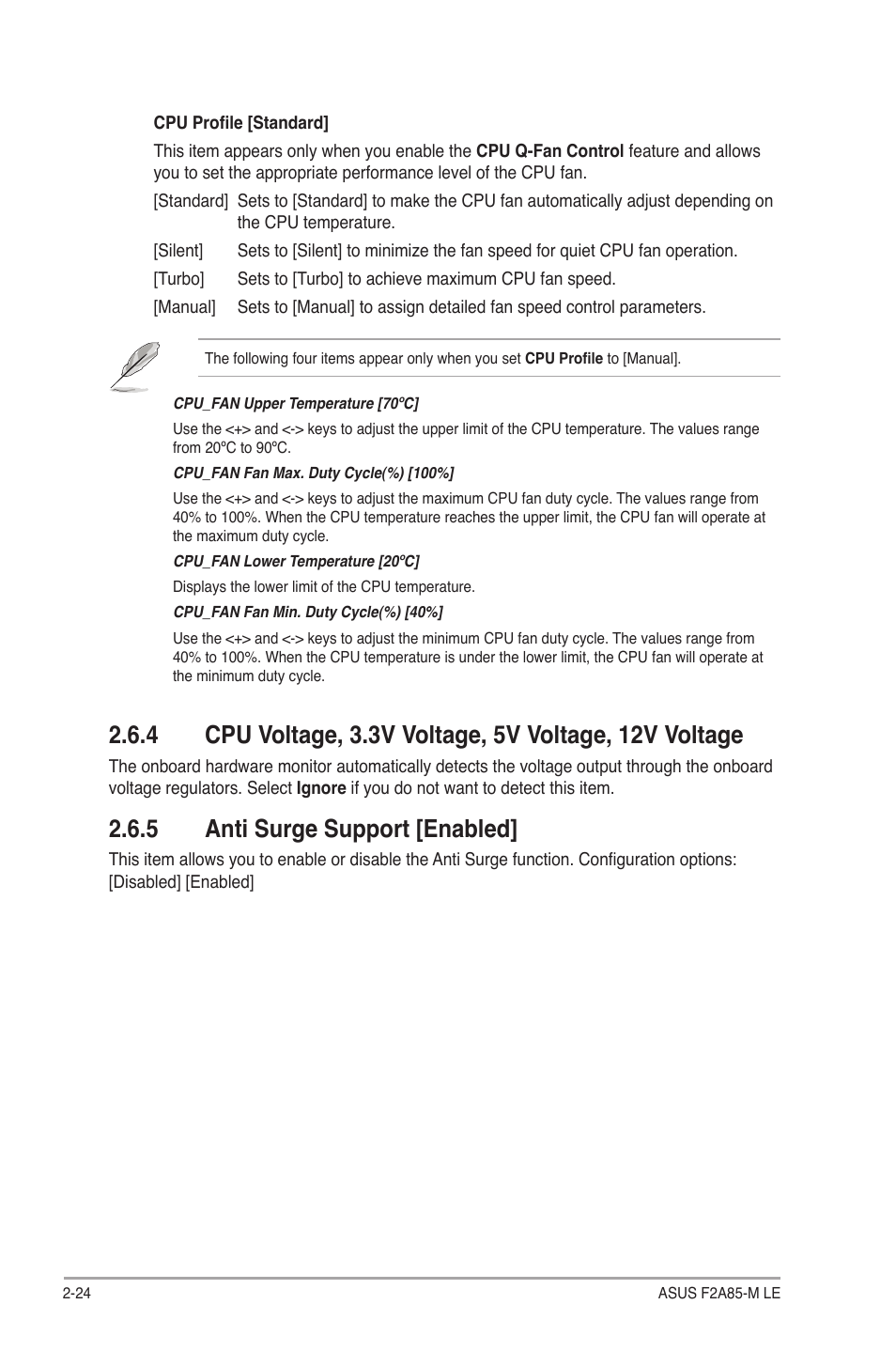 5 anti surge support [enabled, Anti surge support [enabled] -24 | Asus F2A85-M LE User Manual | Page 66 / 78