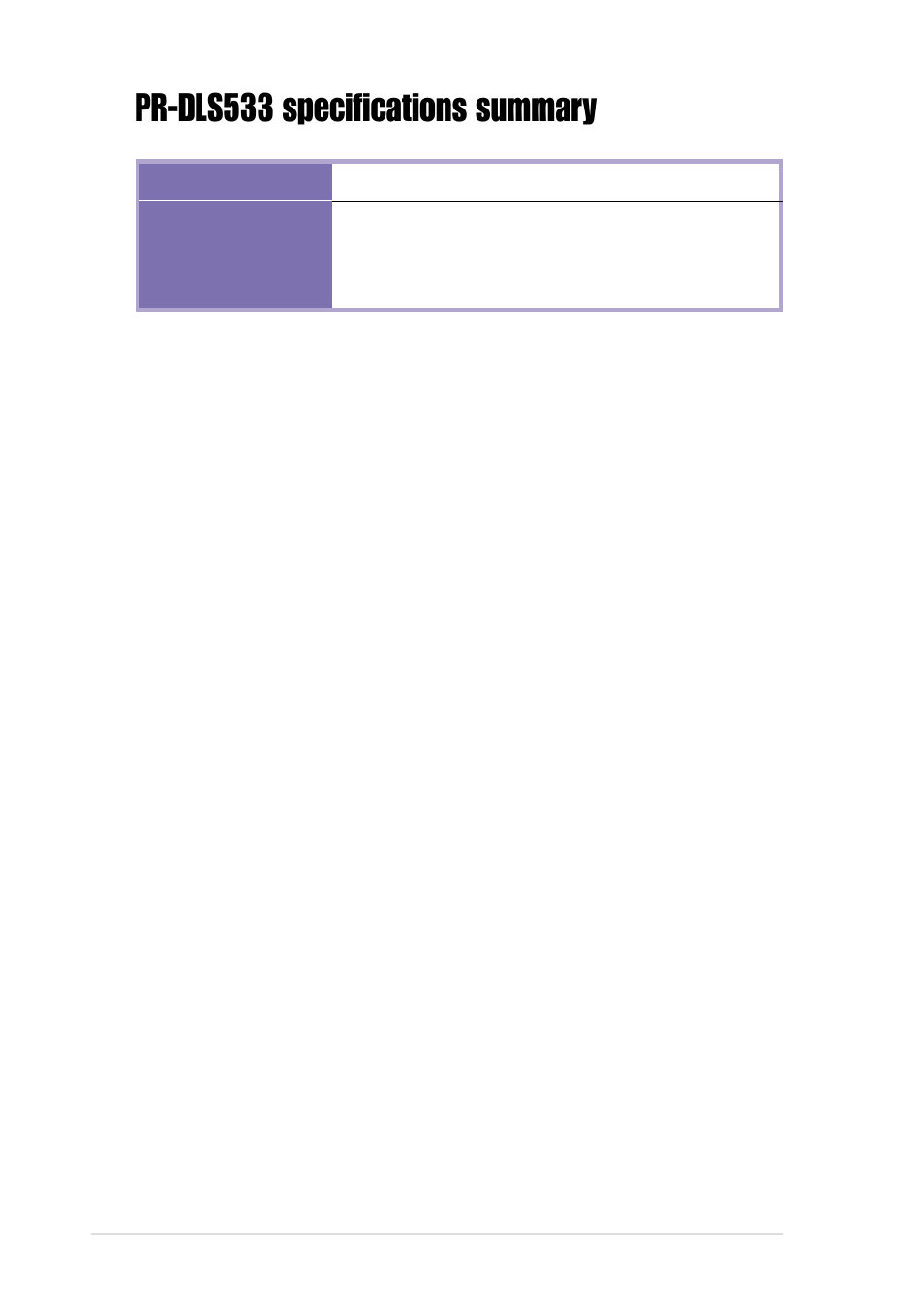 Pr-dls533 specifications summary | Asus Motherboard PR-DLS533 User Manual | Page 12 / 142